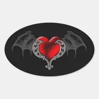 Goth Heart with Bat Wings Sticker