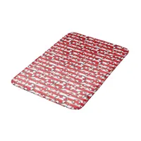 Lake House Red White Beach Lifebouy Stripes Bath Mat