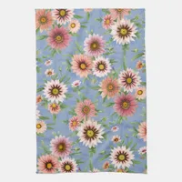 Daisy Floral on Blue Kitchen Towel