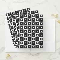Contemporary Trendy Black & White Squares Pattern Pocket Folder