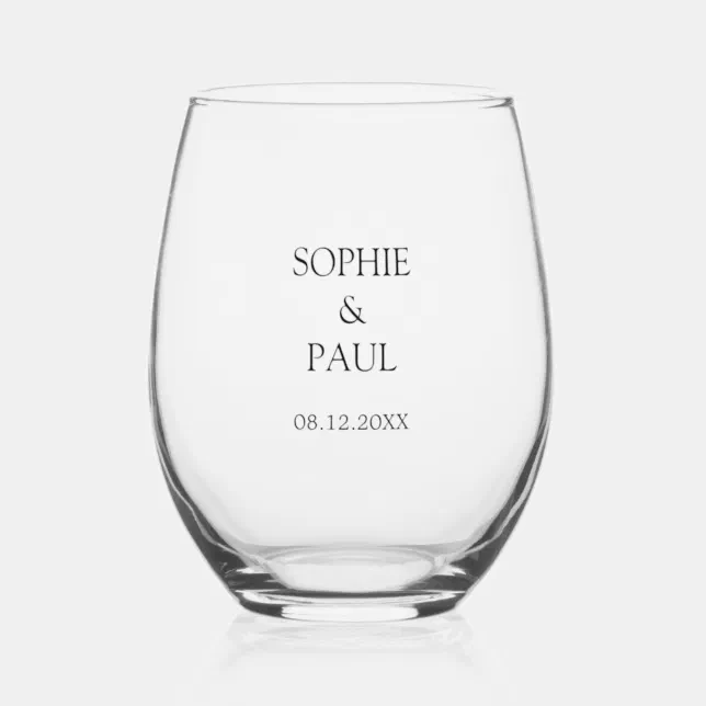 Elegant Wedding Stemless Wine Glass