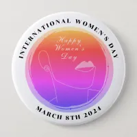 International Women's Day 8th March 2024 Colorful Button