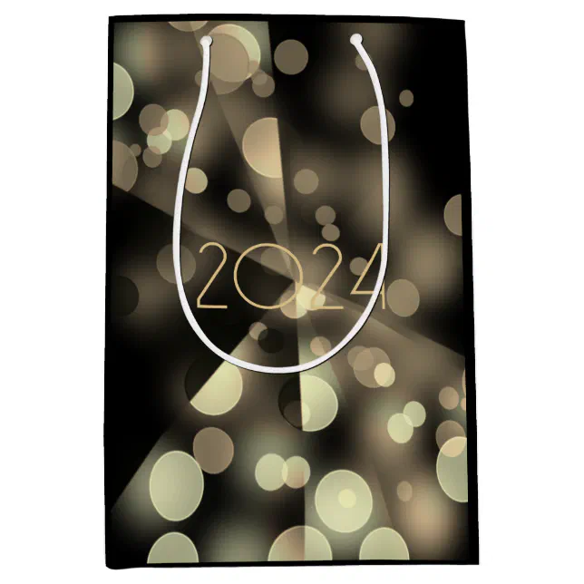 2024 new year with golden bubbles medium gift bag