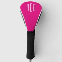 Modern Hot Pink and White Three Letter Monogram Golf Head Cover