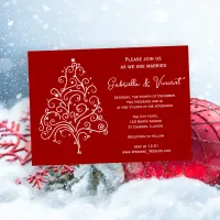 Red Christmas Tree Winter Wedding Invitation