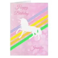 Happy Birthday Girl's Unicorn Personalized Card