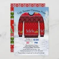 Ugly Sweater Christmas Party, Red with Deer, ZPR Invitation