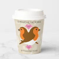 European Robins Lovebirds Any Year Anniversary Paper Cups