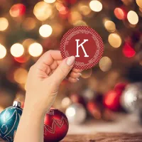 Modern Classic Christmas Rustic Red Dots Address Classic Round Sticker
