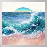 *~* Sea Sand Glitter AP60 Coastal Ocean Beach Wave Poster