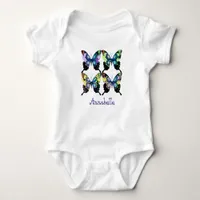 Aqua, Pink, and Yellow - Elegant Butterflies" Baby Bodysuit