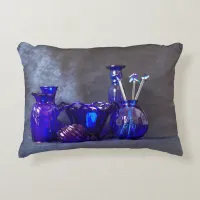 Blue Glass Horizontal Vases Accent Pillow