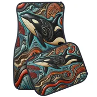 Swirling Ocean: Whales in Focus Car Floor Mat