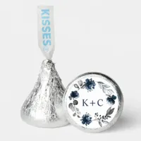 Wedding Bridal Shower Watercolor Floral Blue Gray Hershey®'s Kisses®