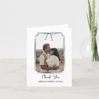 Photo in Hand Drawn Coquette Bow Frame Wedding Thank You Card