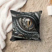 Steampunk Dragon Eye Closeup Ai Art Throw Pillow