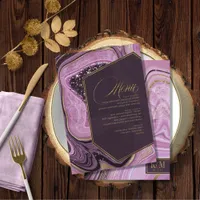 Abstract Agate Wedding Menu V1 Mauve ID827