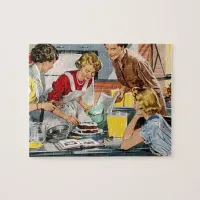 Retro Vintage Women in Kitchen Jigsaw Puzzle