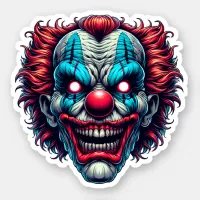 Creepy Spooky Clown Face Halloween Colors  Sticker