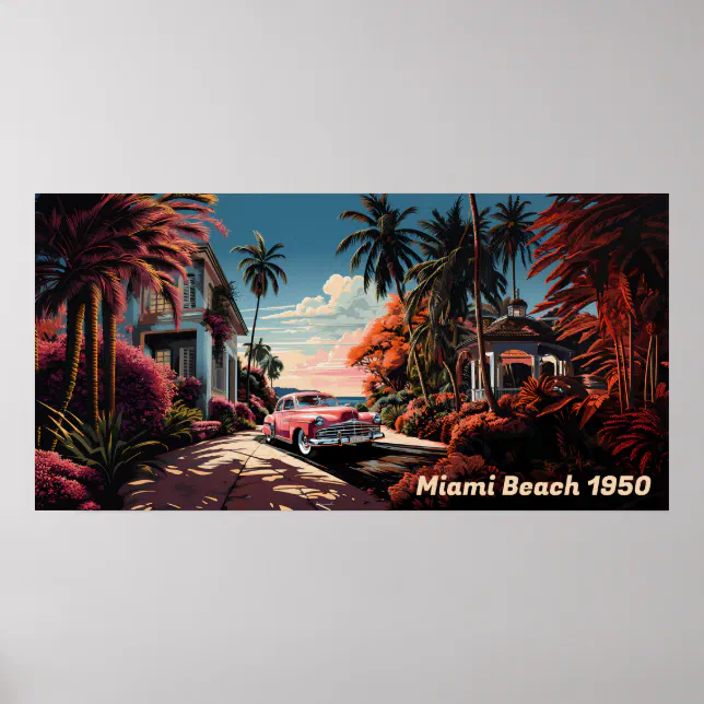 1950s Miami Beach garden villa Poster