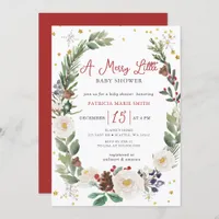 Christmas Winter Floral Merry Little Baby Shower Invitation