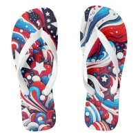 Red, White and Blue Patriotic Fourth of July  Flip Flops