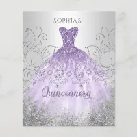 Budget Silver Purple Dress Quincea&#241;era Invitation