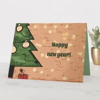 Happy New Year Christmas Tree Card