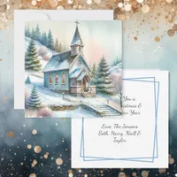 Church on a Snowy Winter Day | Christmas Card