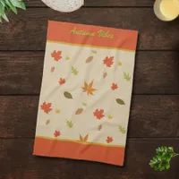 Vertical Colorful Autumn Leaves custom text Kitchen Towel