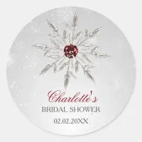 silver red snowflakes bridal shower stickers