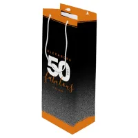 Modern Girly Orange 50 and Fabulous Wine Gift Bag