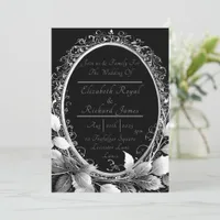 Glamorous Silver & Black wedding invitations set