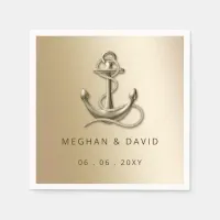 Rustic Vintage Antique Anchor Nautical Wedding Napkins