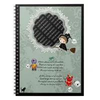 Photo Frame with Witch, Monsters, Ghost, Cat Notebook