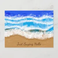 Ocean Art, White Foamy Waves on a Sandy Beach  Postcard