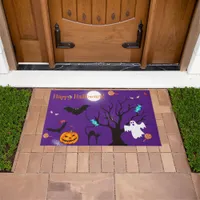 Funny Halloween creatures and candies Doormat