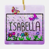 Isabella - The Name Isabella Whimsical Drawing Ceramic Ornament