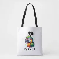 Pixel Art | Love My Parrot Personalized Tote Bag