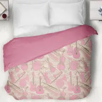 Sheet Music and Instruments Pink/Ivory ID481 Duvet Cover