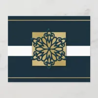 Budget Navy Gold Snowflake Business Holiday Card