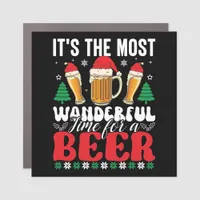 It's The Most Wonderful Time For A Beer Christmas Car Magnet