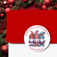 Wishing you a Festive Christmas | Holiday Gnomes Classic Round Sticker