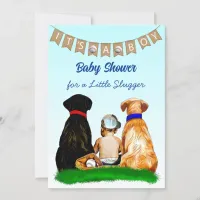 Boy's Baseball and Dogs Themed Baby Shower Invitation