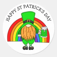 Happy St Patrick's Day | Gnome Leprechaun    Classic Round Sticker