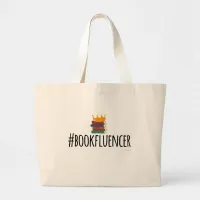 Hashtag Bookinfluencer Reading Fun Design Large Tote Bag