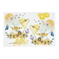 Cute Watercolor Cottagecore Yellow on white | Placemat