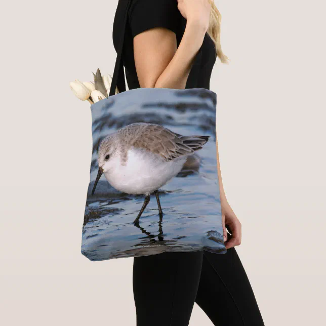 Sanderling Strolls a Winter Beach Tote Bag