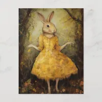 Cute Rabbit in a Yellow Dress Postcard