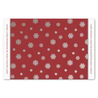 Elegant Winter Silver Red Snowflakes Pattern Tissue Paper